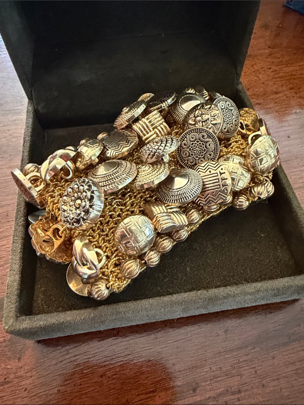 Gold-Tone Coin & Bead Statement Bracelet - Women Jewelry